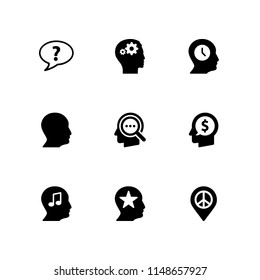 9 profile icon set with users settings, placeholder and unknown topic vector illustration for graphic design and web