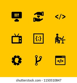 9 program icons in vector set. loyalty, css, television and code illustration for web and graphic design