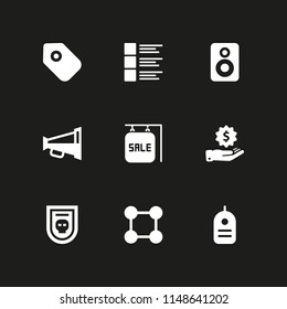 9 promotion icon set with label, megaphone and design vector illustration for graphic design and web