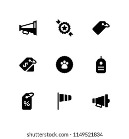 9 promotion icon set with label, megaphone and badge vector illustration for graphic design and web