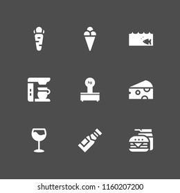 9 pub icons in vector set. alcohol, fish, food and restaurant and beer illustration for web and graphic design