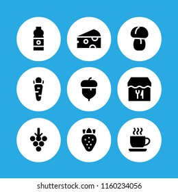 9 pub icons in vector set. food and restaurant illustration for web and graphic design
