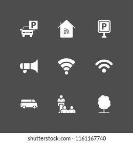 9 public icons in vector set. wifi, conference, park and wi fi illustration for web and graphic design
