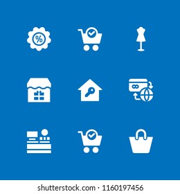 9 purchase icons in vector set. payment, commerce and shopping, offer and real estate illustration for web and graphic design