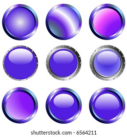 9 Purple Web Buttons each grouped for easy usage