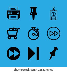 9 push icons with forward button for multimedia and pin tool in this set