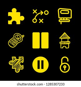 9 puzzle icons with strategy and pause in this set