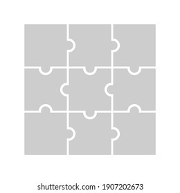 9 puzzle piece jigsaw concept vector background. 3x3 business puzzle design