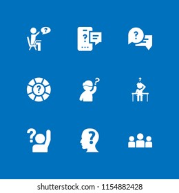 9 query icons in vector set. question illustration for web and graphic design
