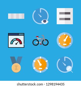 9 race icons with medal and speedometer in this set