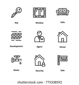 9 Real Estate Thin Line Icon