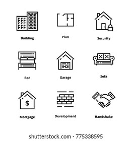 9 Real Estate Thin Line Icon