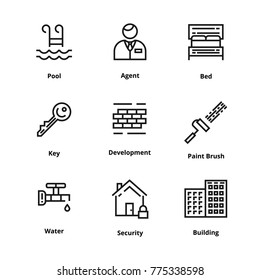 9 Real Estate Thin Line Icon