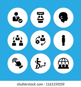 9 recruitment icons in vector set. human, interview, career and manager illustration for web and graphic design