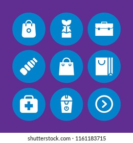 9 recycle icons in vector set. reuse, treatment, trash and bag illustration for web and graphic design
