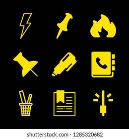 9 red icons with bookmark and phonebook in this set