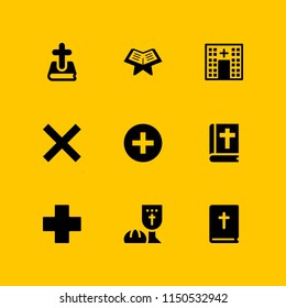 9 religion icons in vector set. islam, catholic, cultures and last supper illustration for web and graphic design