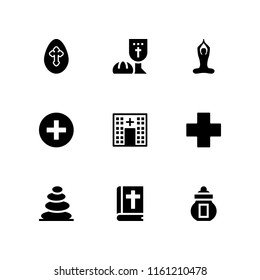 9 religion icons in vector set. cultures, cross, holy and last supper illustration for web and graphic design