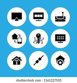 9 remote icons in vector set. smart home, security system, smart key and tv illustration for web and graphic design