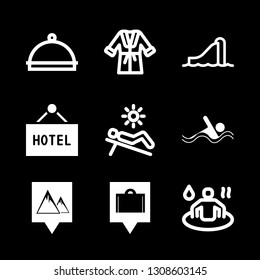 9 resort icons with jacuzzi and room service in this set