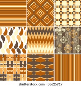 9 retro and colorful seamless pattern.