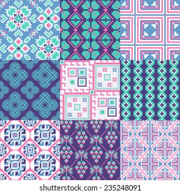 9 retro seamless ornaments