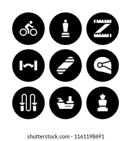9 ride icons in vector set. sports and competition, helmet, cruiser and bike illustration for web and graphic design