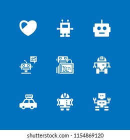 9 robotic icons in vector set. surgery, robot and automotive illustration for web and graphic design