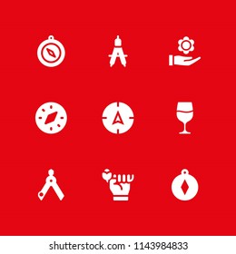 9 rose icon set with rose, compass and flower vector illustration for graphic design and web