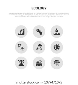 9 round vector icons such as fruit tree, geothermal energy, geyser, earth, energy contains house effect, hydraulic energy, hydro power, hydroelectric power station. fruit tree, geothermal icon3_,