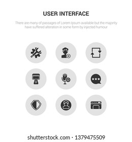 9 round vector icons such as print, profile, protect, rating, reader contains record, refresh, remove, repair tools. print, profile, icon3_, gray user interface icons