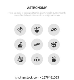 9 round vector icons such as moon, moon phases, nebula, neptune, orbit contains planetarium, planets, pluto, quasar. moon, phases, icon3_, gray astronomy icons