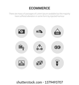 9 round vector icons such as discount, dollar bill, ecommerce, euro, exchange rate contains financial presentation, free, get money, gift card. discount, dollar bill, icon3_, gray ecommerce icons