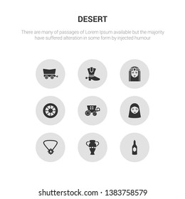 9 round vector icons such as alcohol bottle, amphora, amulet, arab, carriage contains cart wheel, cleopatra, cowboy boot, cowboy cart. alcohol bottle, amphora, icon3_, gray desert icons