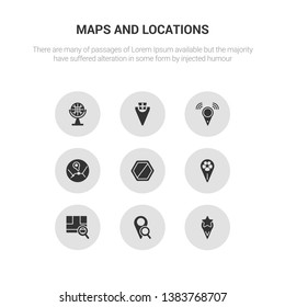 9 round vector icons such as east, favorite place, find location, find on map, football field pin contains forbidden, geo cordinates, geolocalization, gift shop location. east, favorite place,