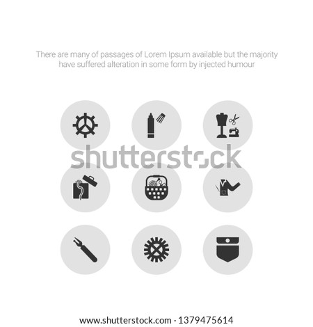 9 round vector icons such as pocket, rotary, seam, sew pattern, sewing basket contains sewing box, sewing craft, marker, spokes. pocket, rotary, icon3_, gray sew icons