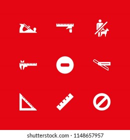 9 rule icon set with no pets, caliper and rule vector illustration for graphic design and web