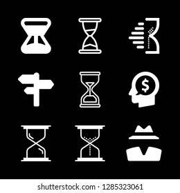 9 running icons with sand clock and invisible person of clothes in this set