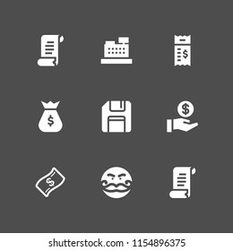 9 salary icons in vector set. banknote, save, bill and savings illustration for web and graphic design