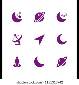 9 satellite icons in vector set. antenna, gps, saturn and navigation illustration for web and graphic design