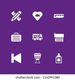 9 school icon set with pencil, back and glue vector illustration for graphic design and web