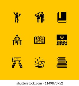 9 school icons in vector set. book, teacher, student and class illustration for web and graphic design