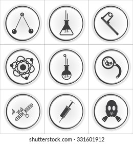 9 science circle flat icons