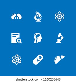 9 scientist icons in vector set. scientific, research, medicine and microscope tool illustration for web and graphic design