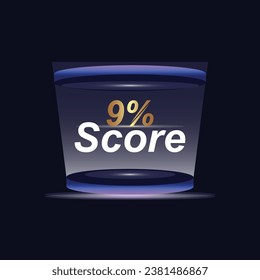 9% Score Sign Designed to catch the  and illustration  combination in blue Vector illustration background design.