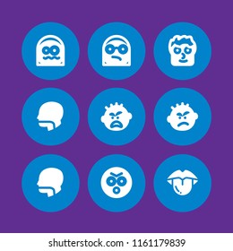 9 scream icons in vector set. angry, yelling, mouth and goofy illustration for web and graphic design