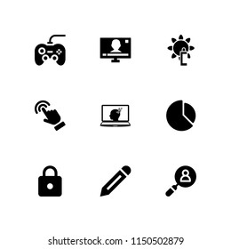 9 screen icons in vector set. sunblock, human, edit and search illustration for web and graphic design
