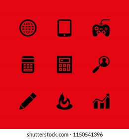 9 screen icons in vector set. logo, data, search and edit illustration for web and graphic design