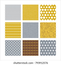 9 Seamless dotted patterns gold and silver