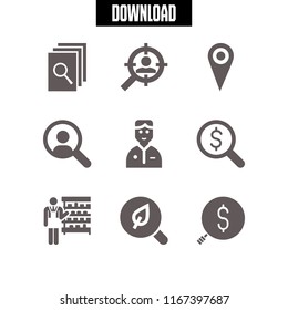9 searching vector icon set with searching for money, search, searching files and clerk icons for mobile and web